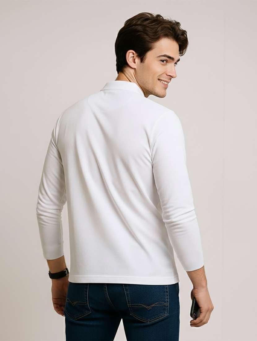 men solid long sleeve regular fit polo t-shirt - 22398913 -  Standard Image - 3