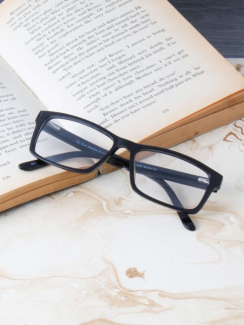 ted smith black rectangle premium italian frames for unisex