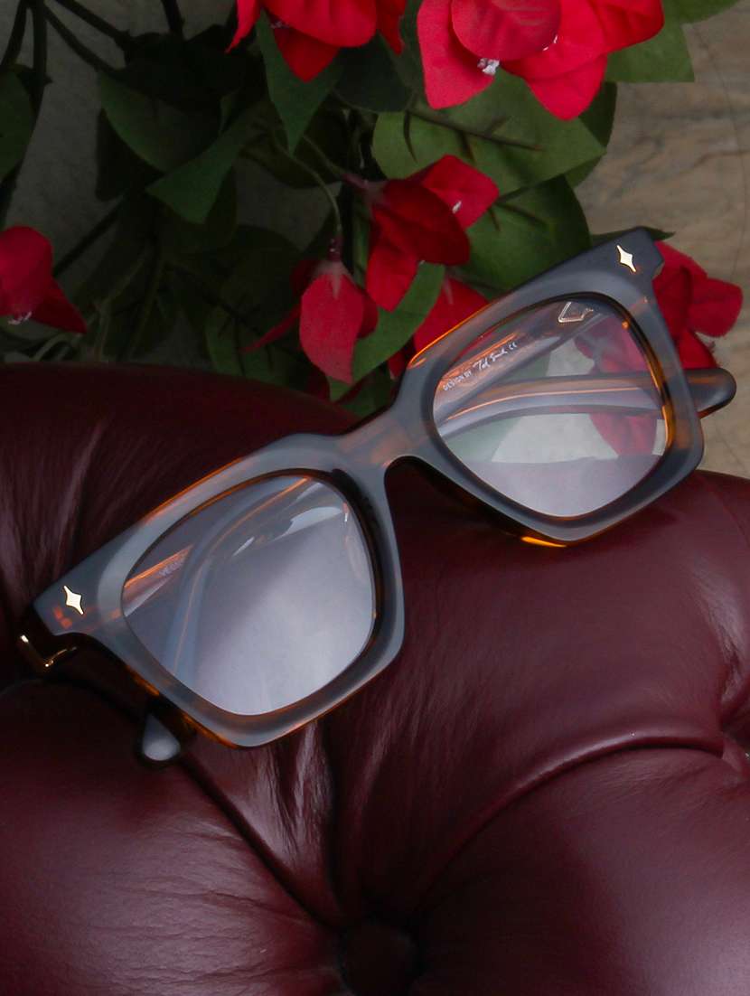 ted smith unisex brown printed full rim wayfarer frame