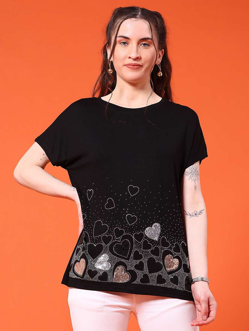 women embellished short sleeve t-shirt