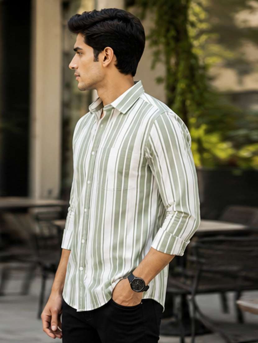 men striped long sleeve regular fit casual shirt - 22399107 -  Standard Image - 3