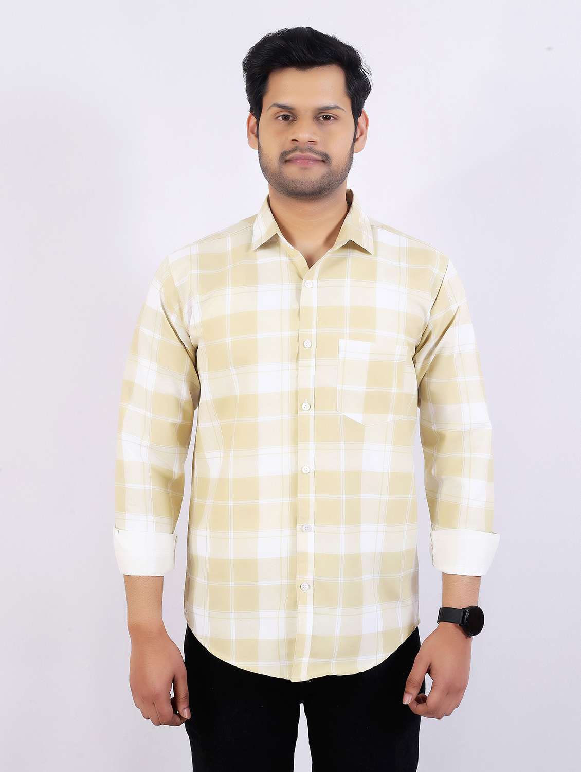 men checkered long sleeve regular fit casual shirt