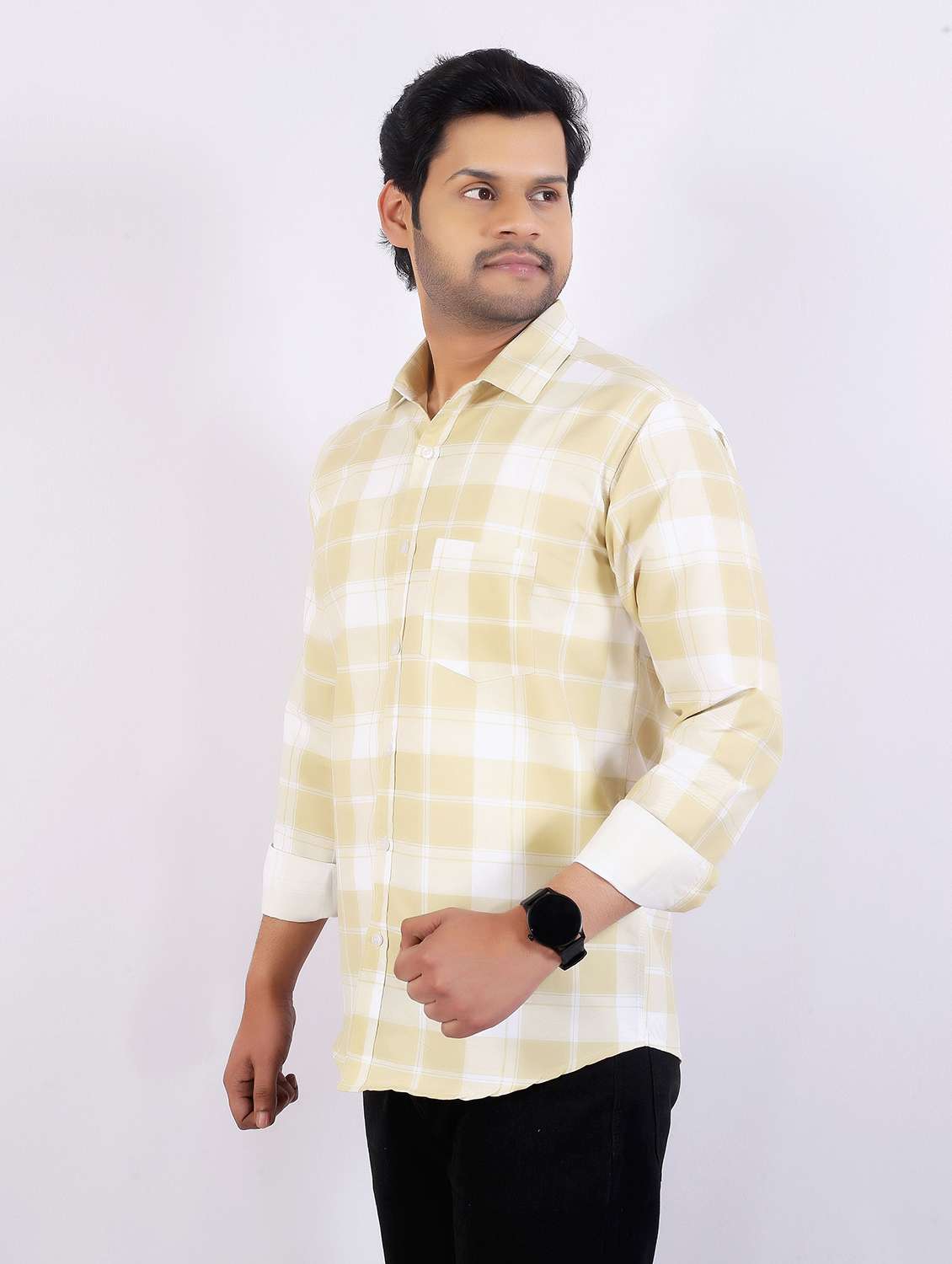 men checkered long sleeve regular fit casual shirt - 22399112 -  Standard Image - 3