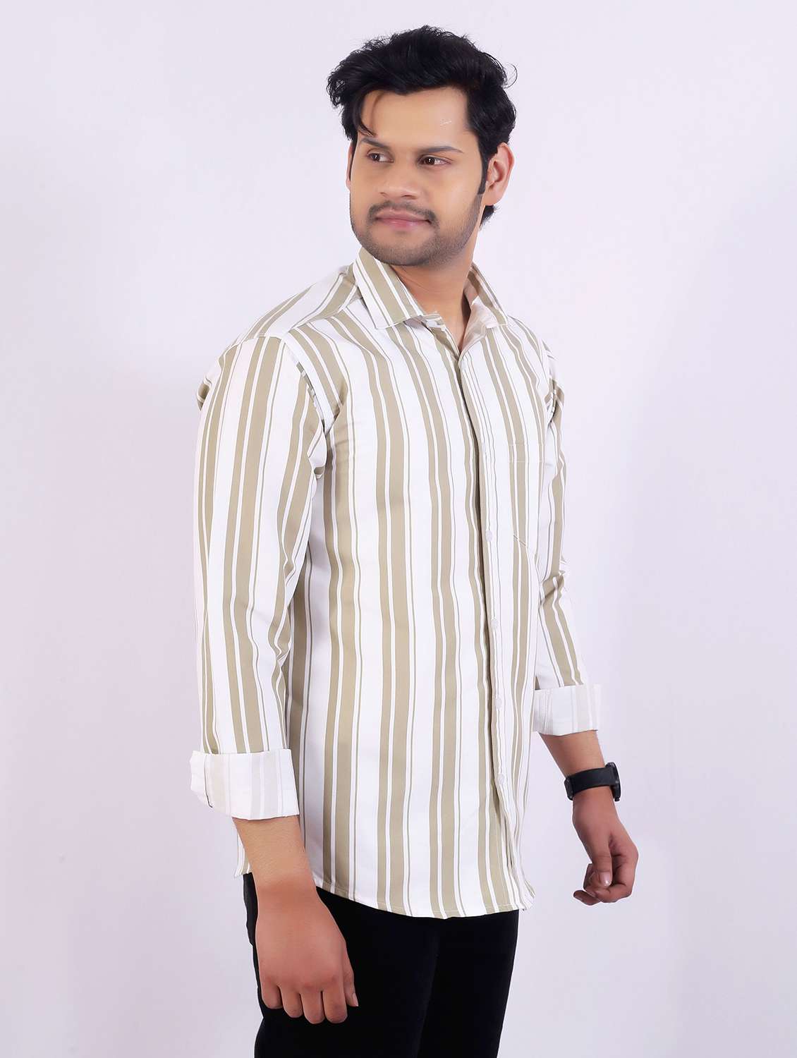 men striped long sleeve regular fit casual shirt - 22399113 -  Standard Image - 3