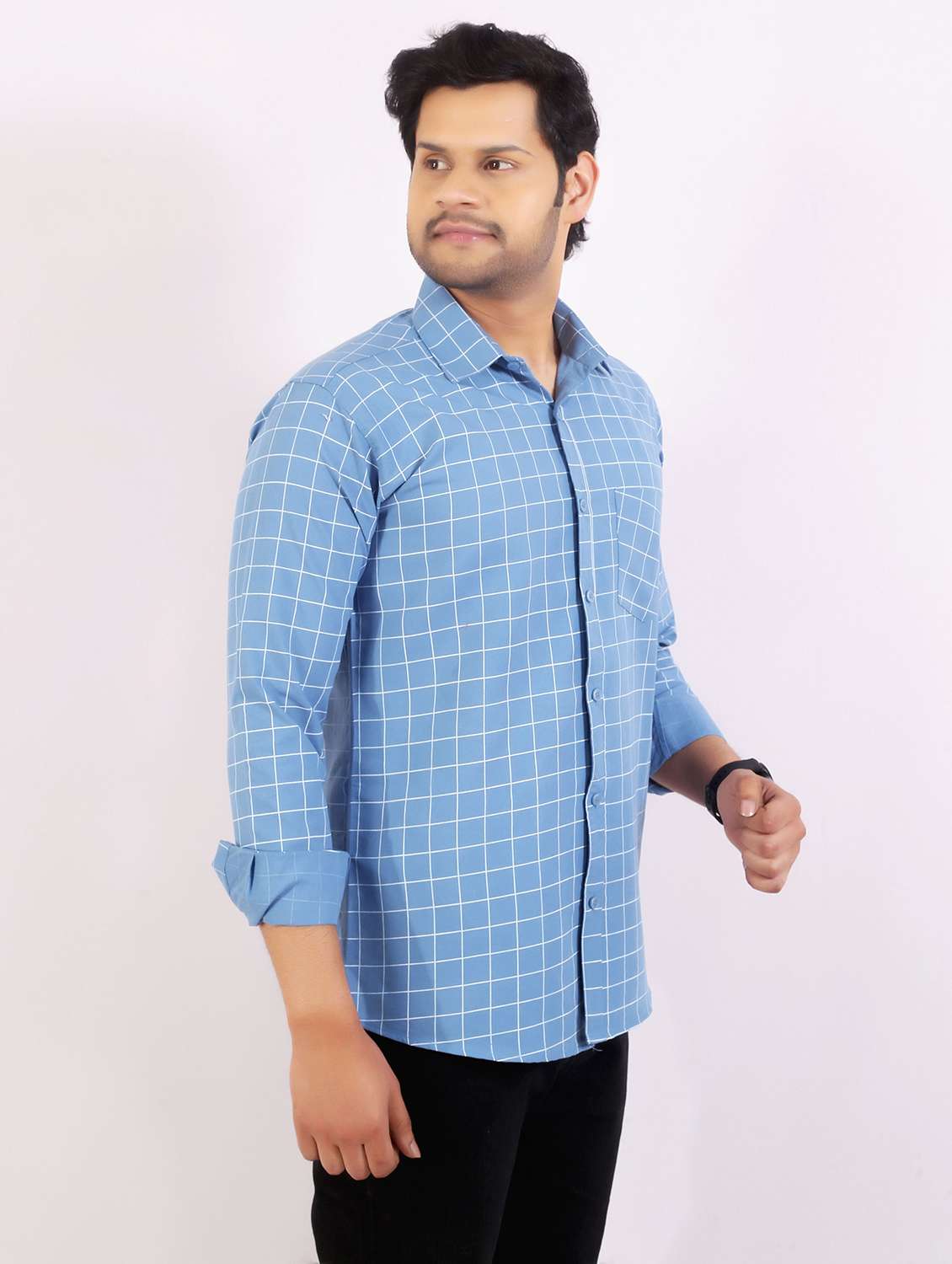 men checkered long sleeve regular fit casual shirt - 22399116 -  Standard Image - 3
