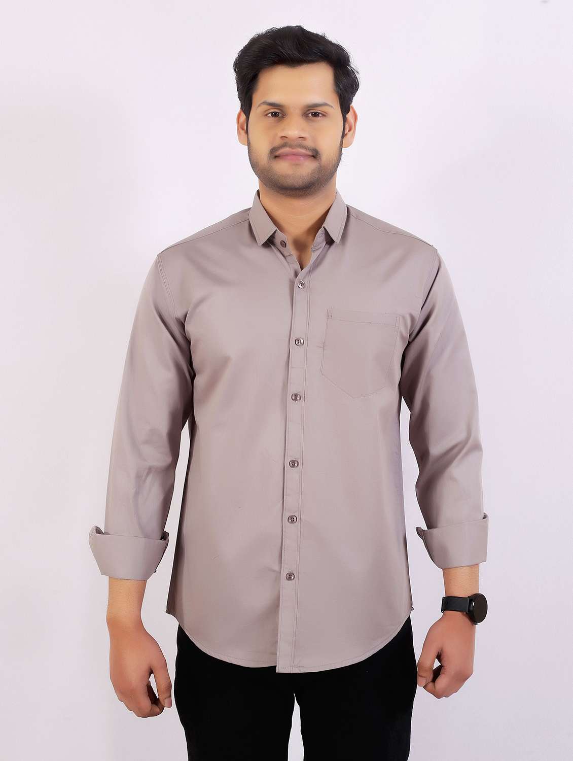 men solid long sleeve regular fit casual shirt