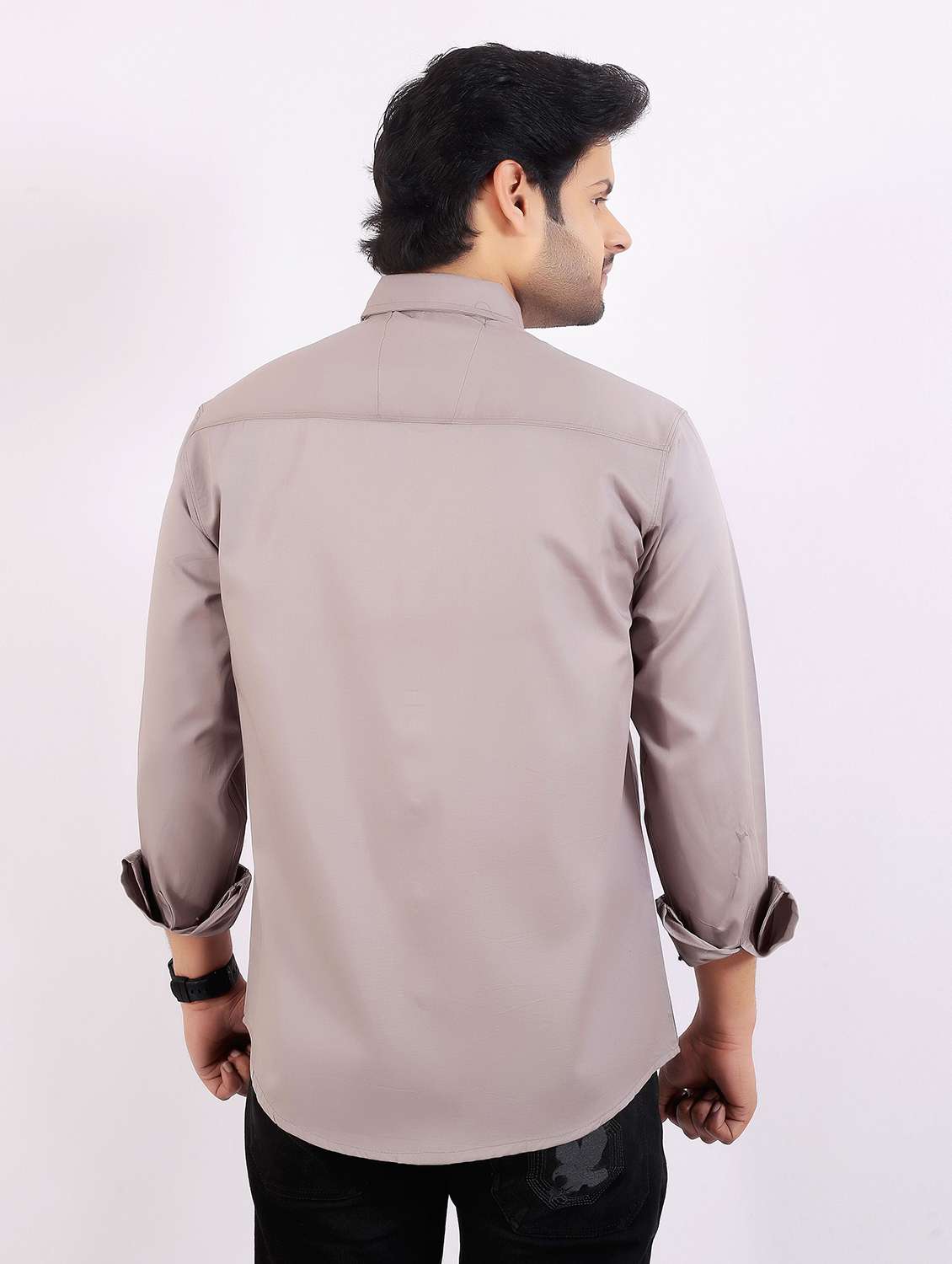 men solid long sleeve regular fit casual shirt - 22399122 -  Standard Image - 3