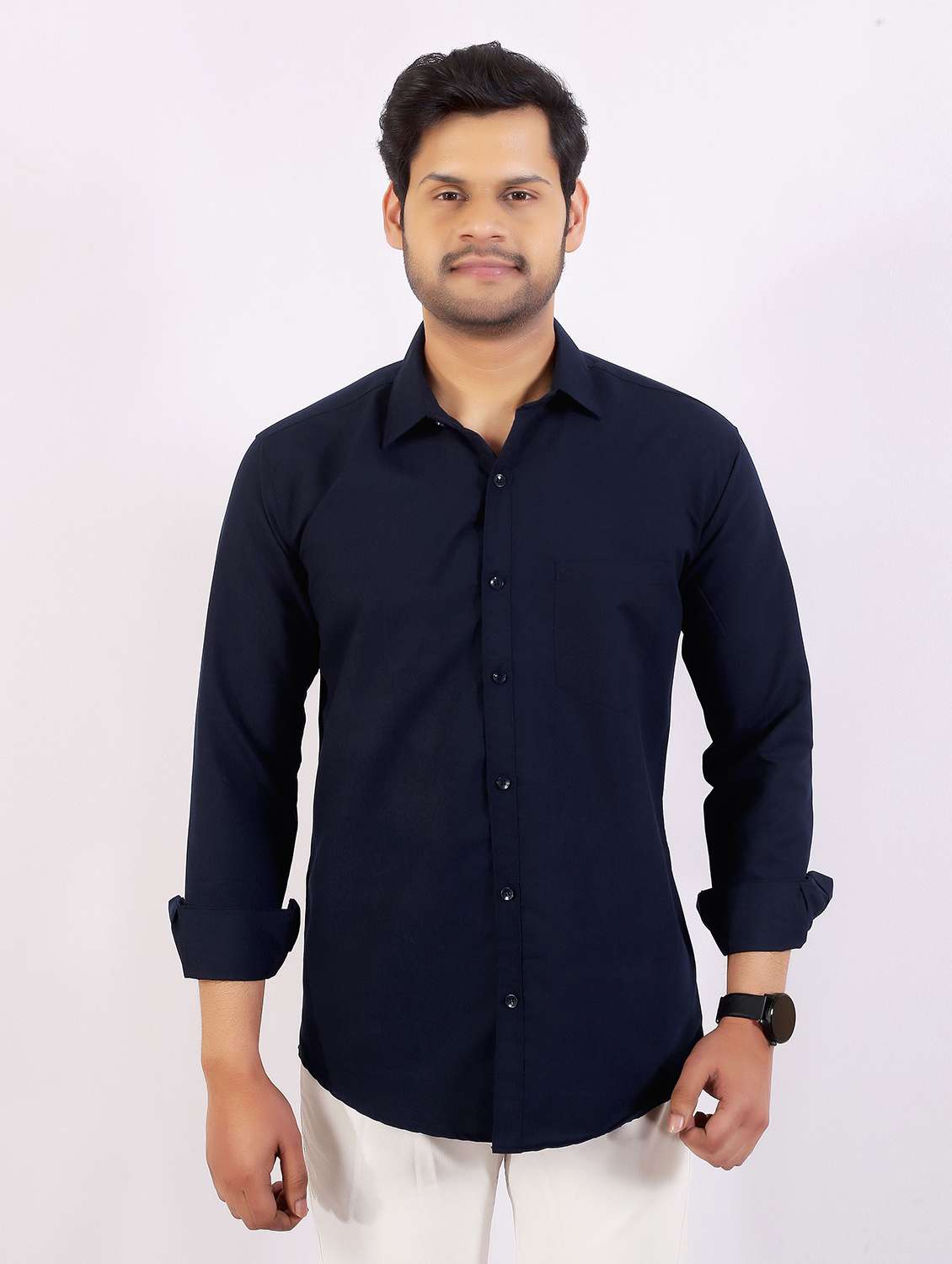 men solid long sleeve regular fit casual shirt