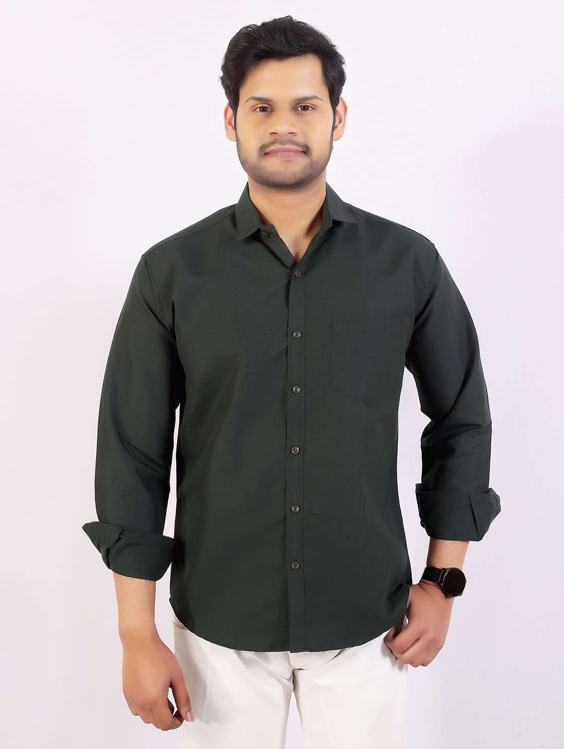 Men Solid Long Sleeve Regular Fit Casual Shirt - 22399124 -  Standard Image - 3