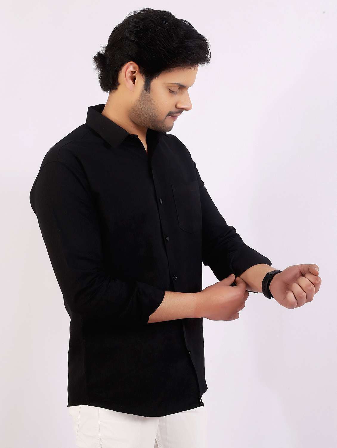 men solid long sleeve regular fit casual shirt - 22399125 -  Standard Image - 3
