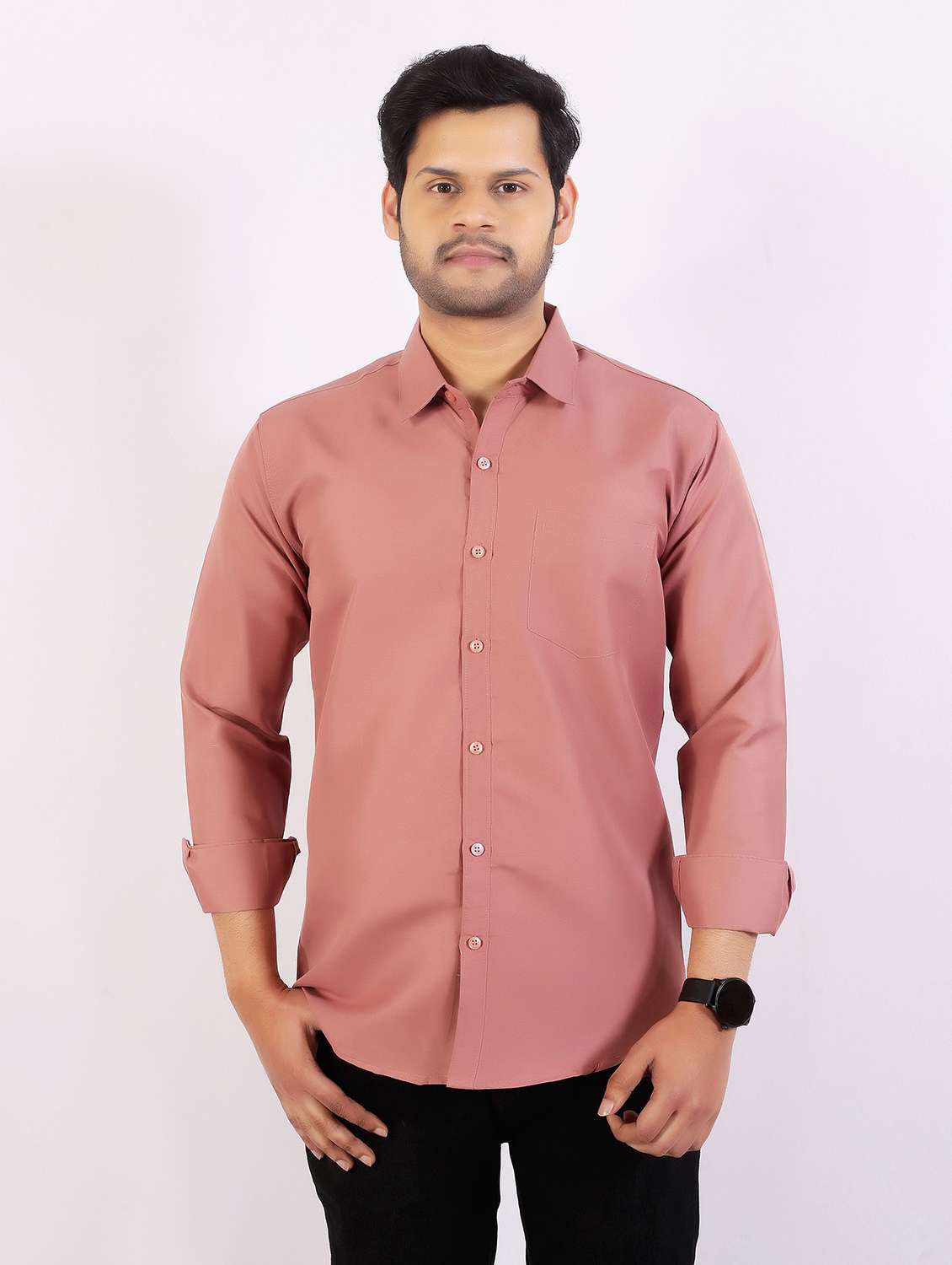 men solid long sleeve regular fit casual shirt