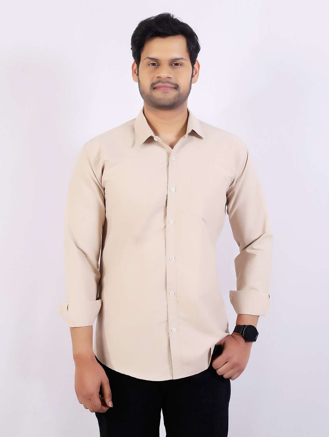 men solid long sleeve regular fit casual shirt