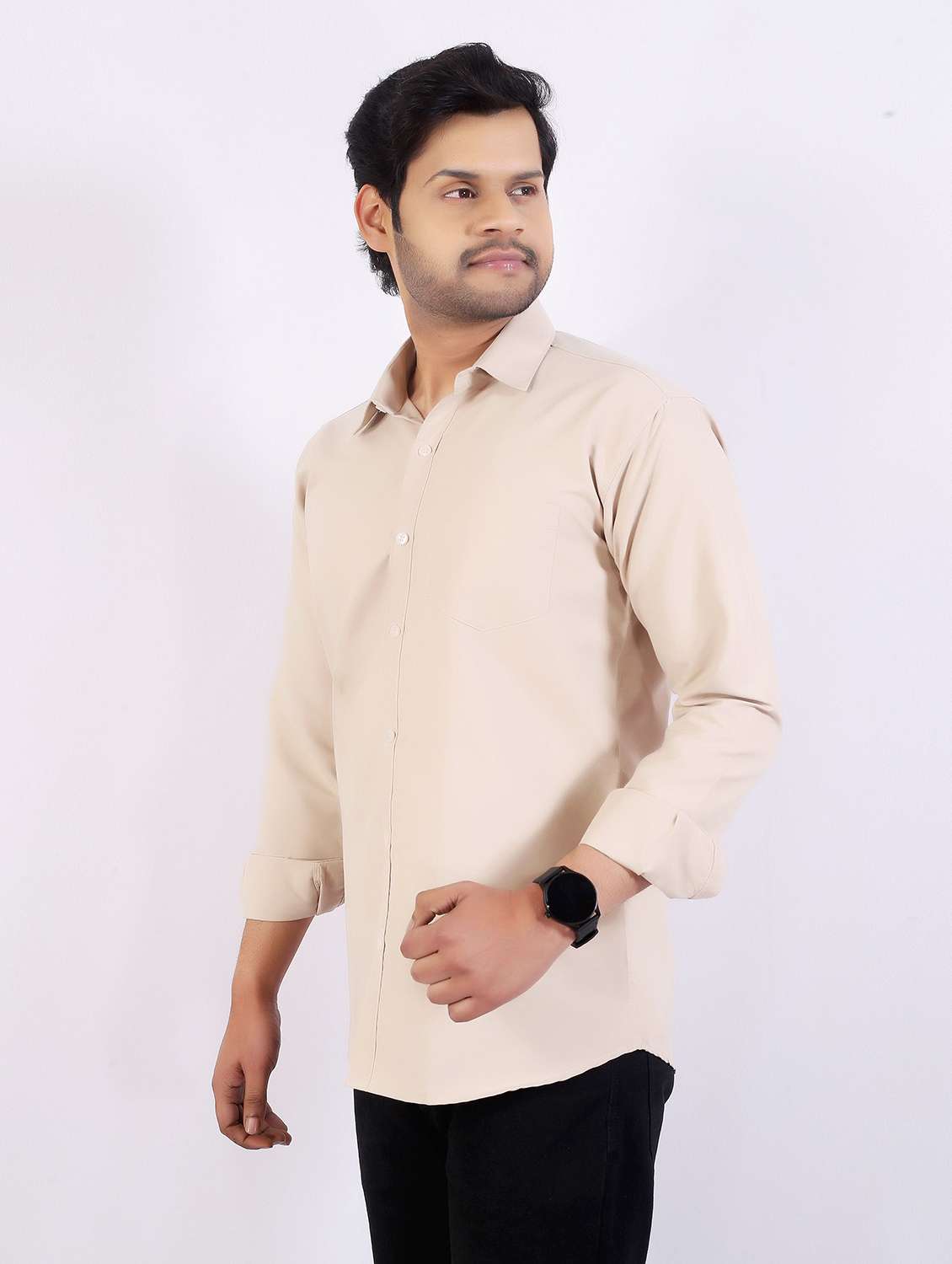 men solid long sleeve regular fit casual shirt - 22399128 -  Standard Image - 3