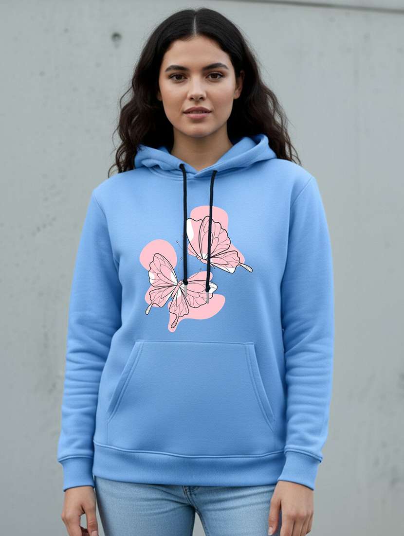 women graphic long sleeve hooded sweatshirt