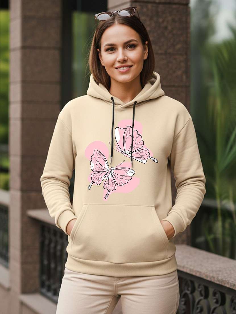 women graphic long sleeve hooded sweatshirt