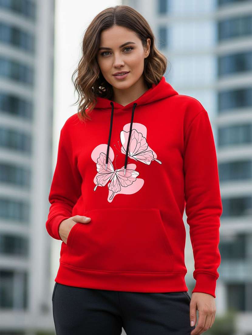 women graphic long sleeve hooded sweatshirt
