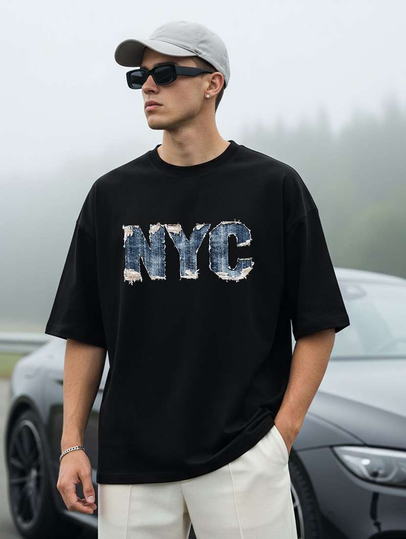 men typographic short sleeve oversized t-shirt