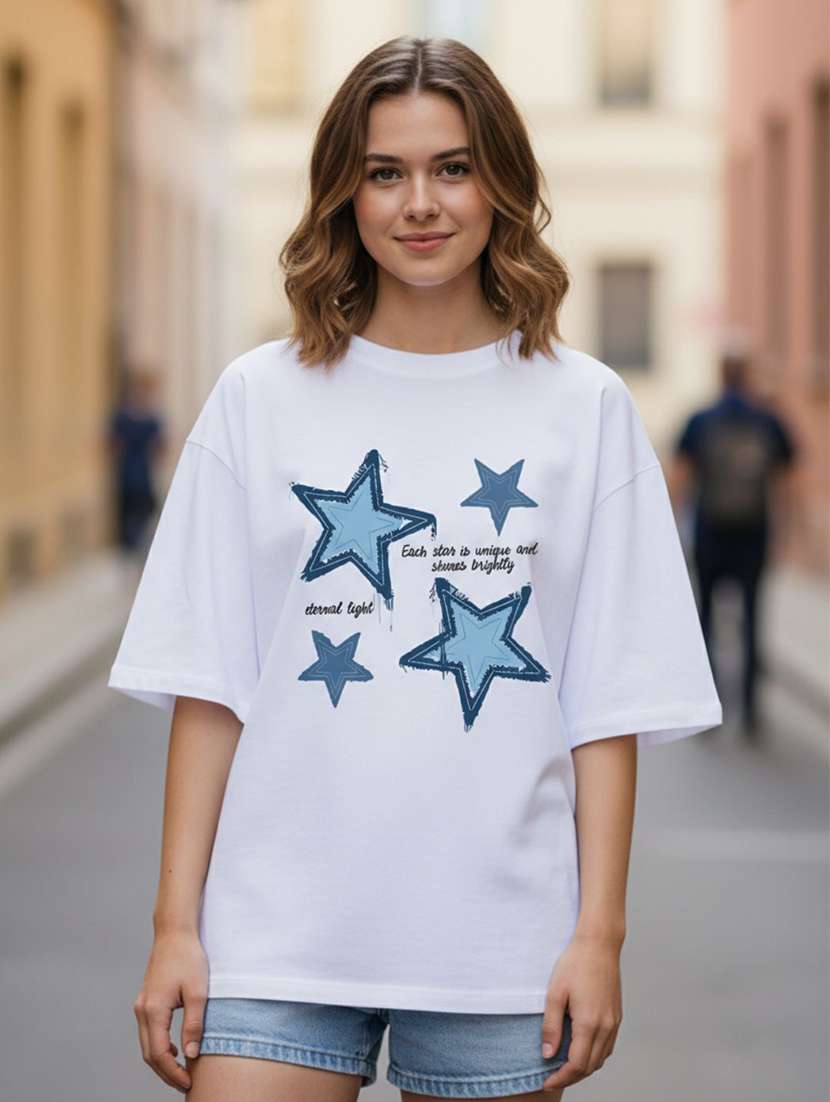 women printed short sleeve oversized t-shirt