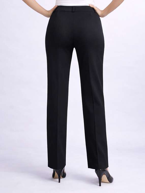 women solid high rise straight trouser - 22399450 -  Standard Image - 3