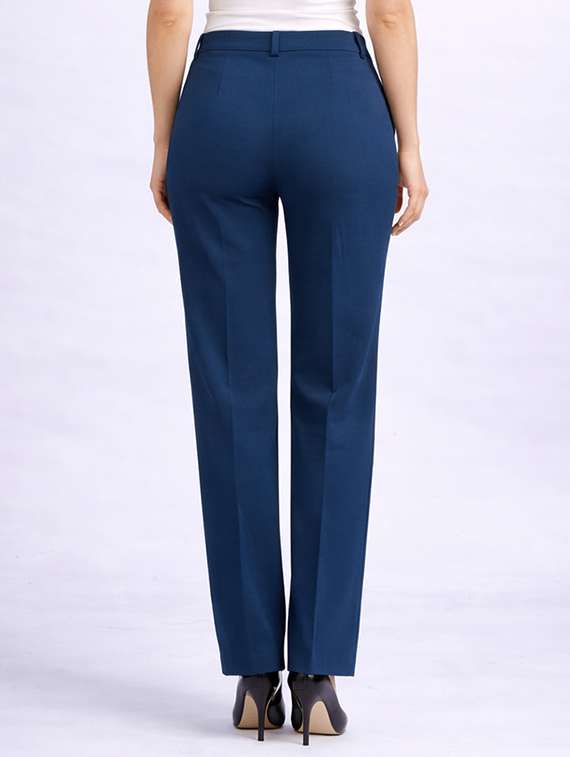 women solid high rise straight trouser - 22399452 -  Standard Image - 3