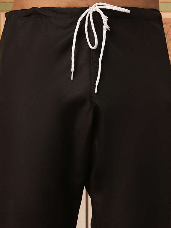 men solid with work mandarin neck kurta pyjama set - 22399476 -  Standard Image - 5