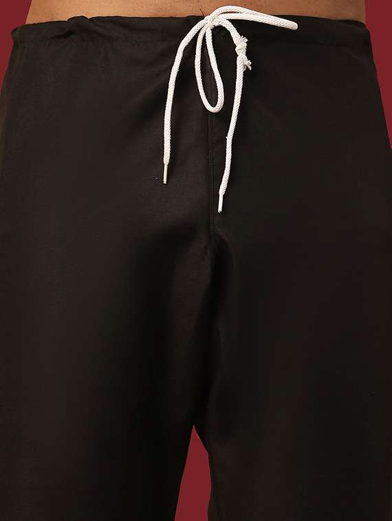 men solid with work mandarin neck kurta pyjama set - 22399481 -  Standard Image - 5