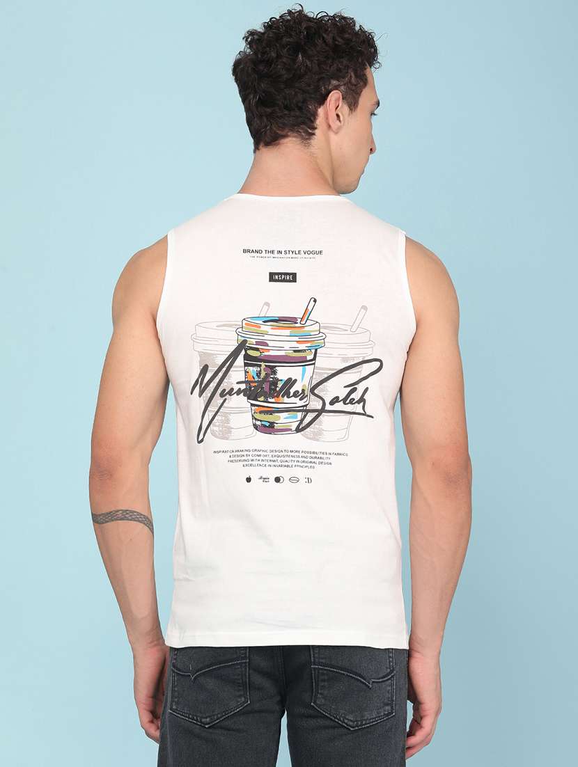 men printed sleeveless regular vest