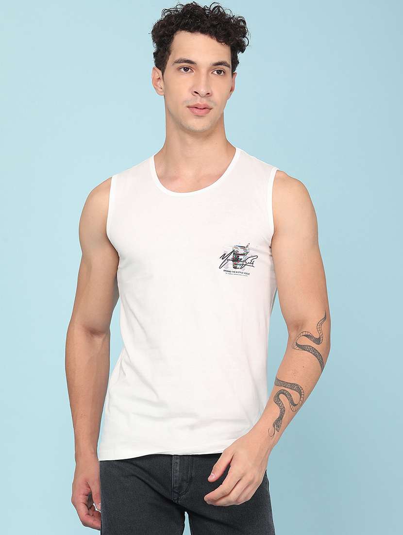 men printed sleeveless regular vest - 22399498 -  Standard Image - 3