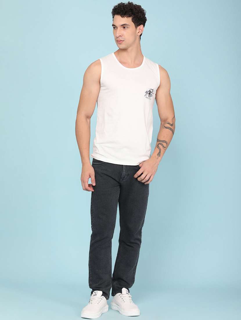men printed sleeveless regular vest - 22399498 -  Standard Image - 5