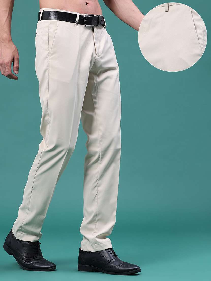 men solid mid rise regular fit formal trouser - 22399502 -  Standard Image - 3