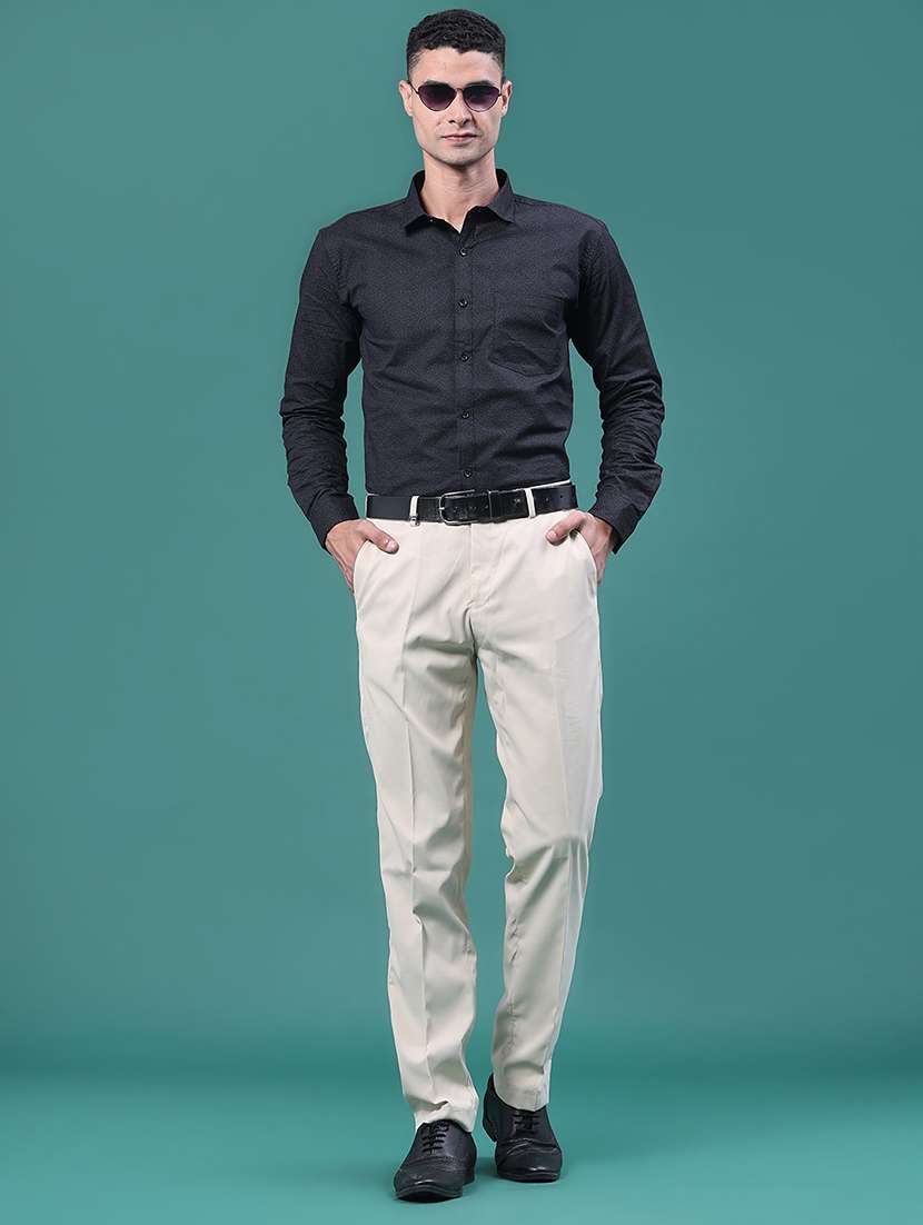 men solid mid rise regular fit formal trouser - 22399502 -  Standard Image - 5