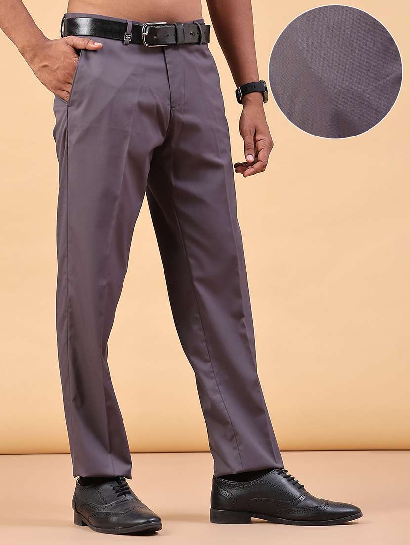 Men Solid Mid Rise Regular Fit Trouser - 22399504 -  Standard Image - 3