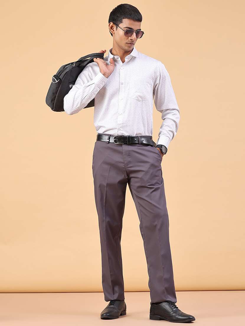 Men Solid Mid Rise Regular Fit Trouser - 22399504 -  Standard Image - 5