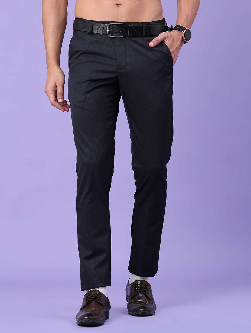 men striped mid rise slim fit trouser