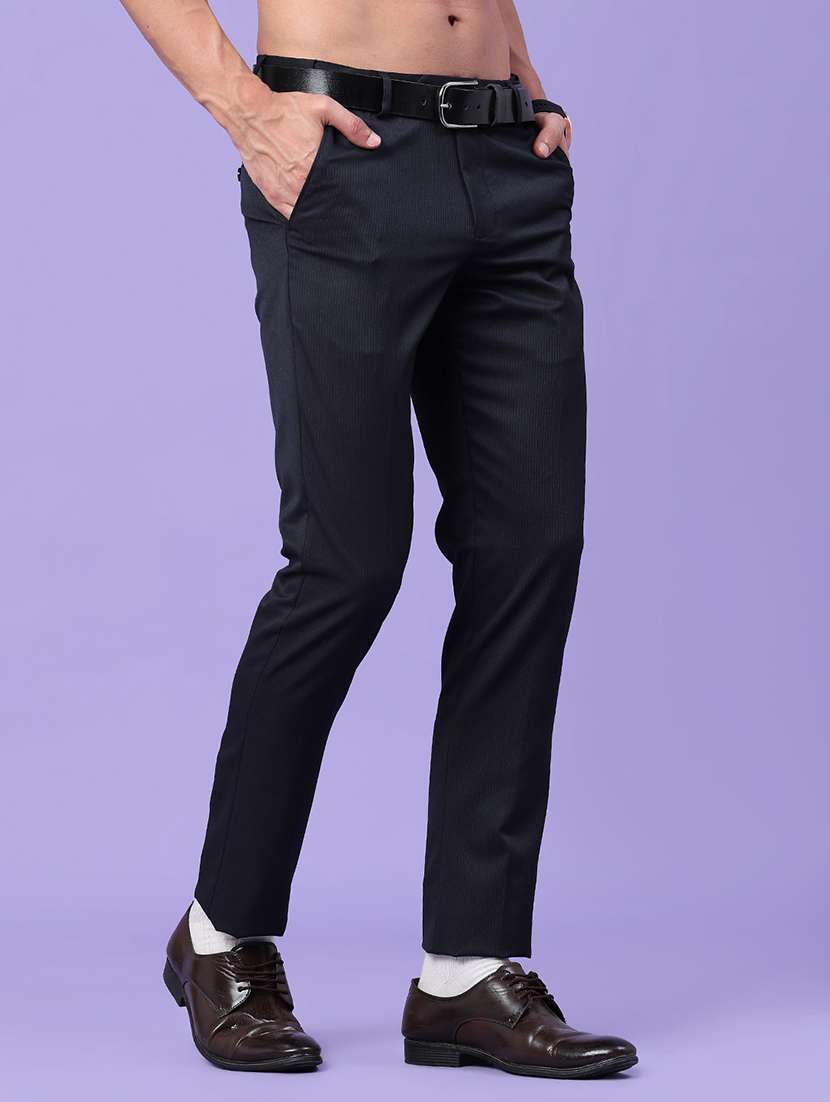 men striped mid rise slim fit trouser - 22399505 -  Standard Image - 3