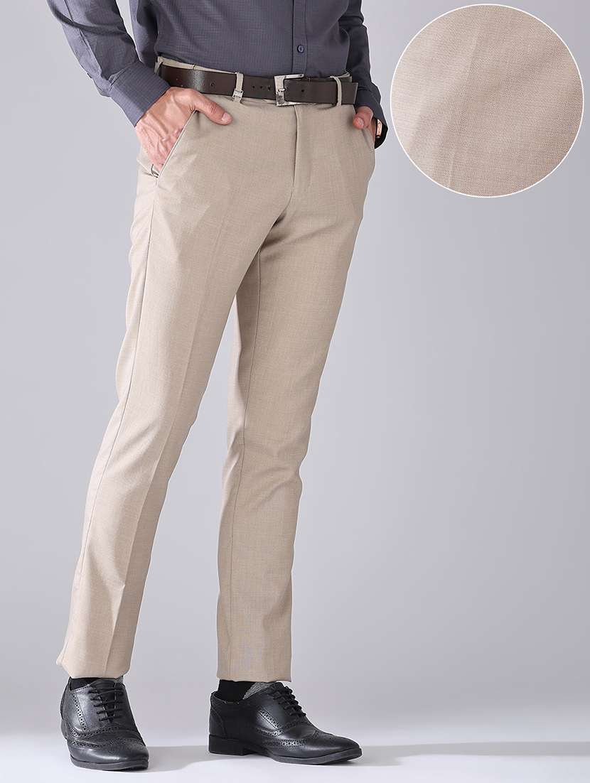 men solid mid rise slim fit formal trouser - 22399507 -  Standard Image - 3