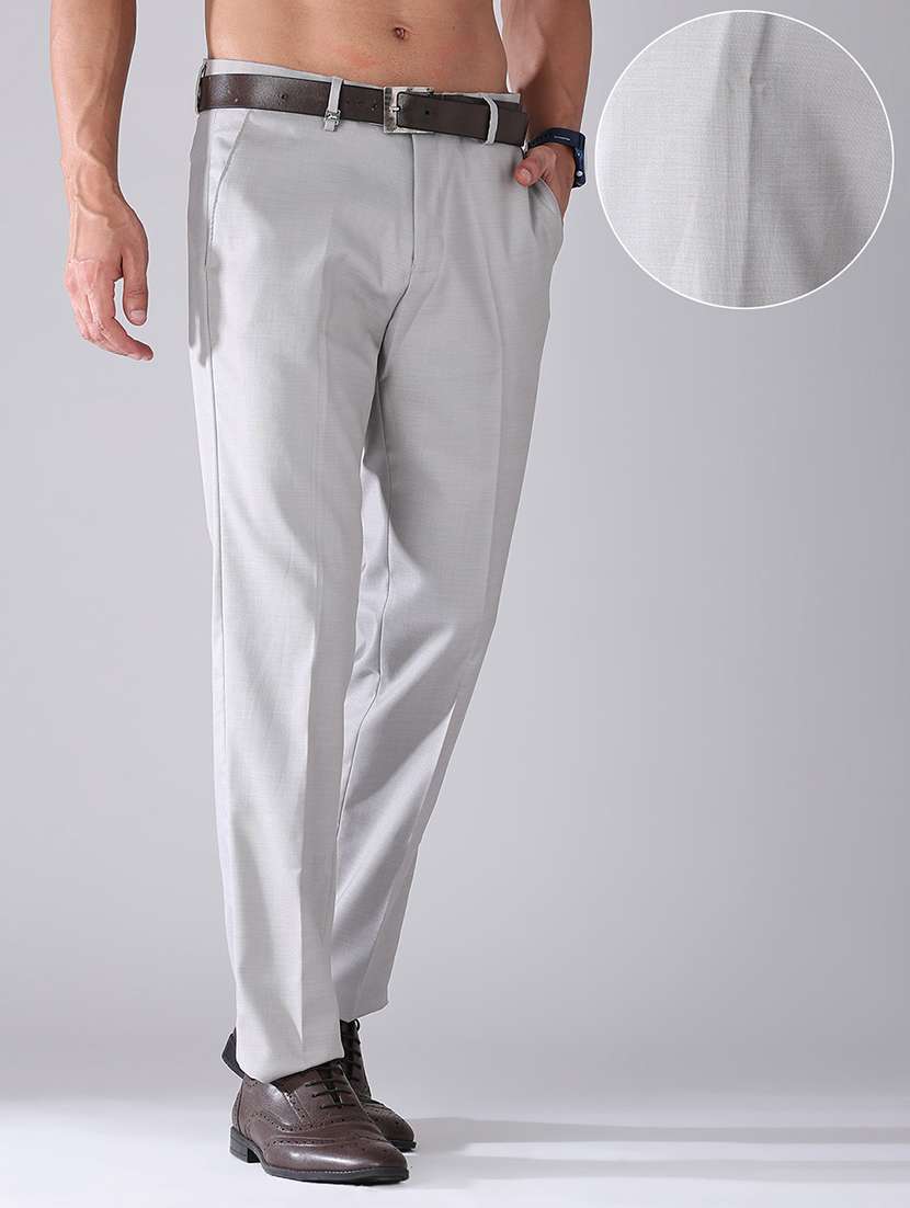 men solid mid rise slim fit formal trouser - 22399508 -  Standard Image - 3