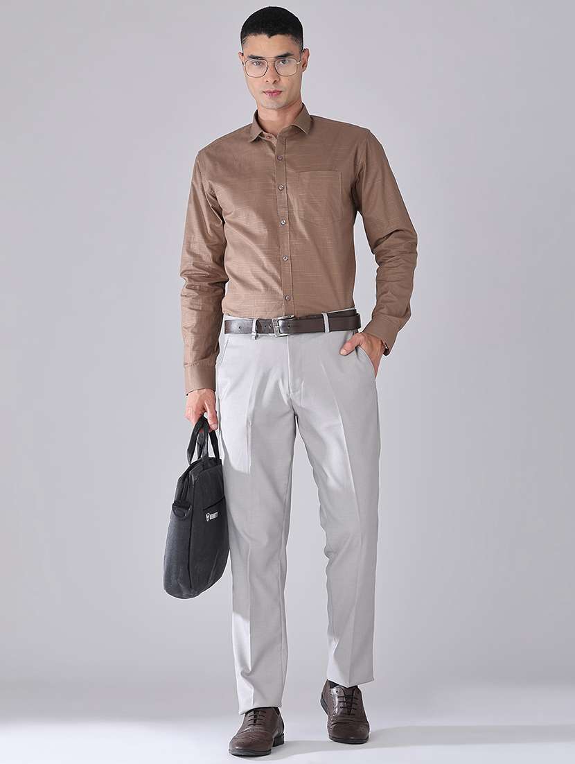 men solid mid rise slim fit formal trouser - 22399508 -  Standard Image - 5