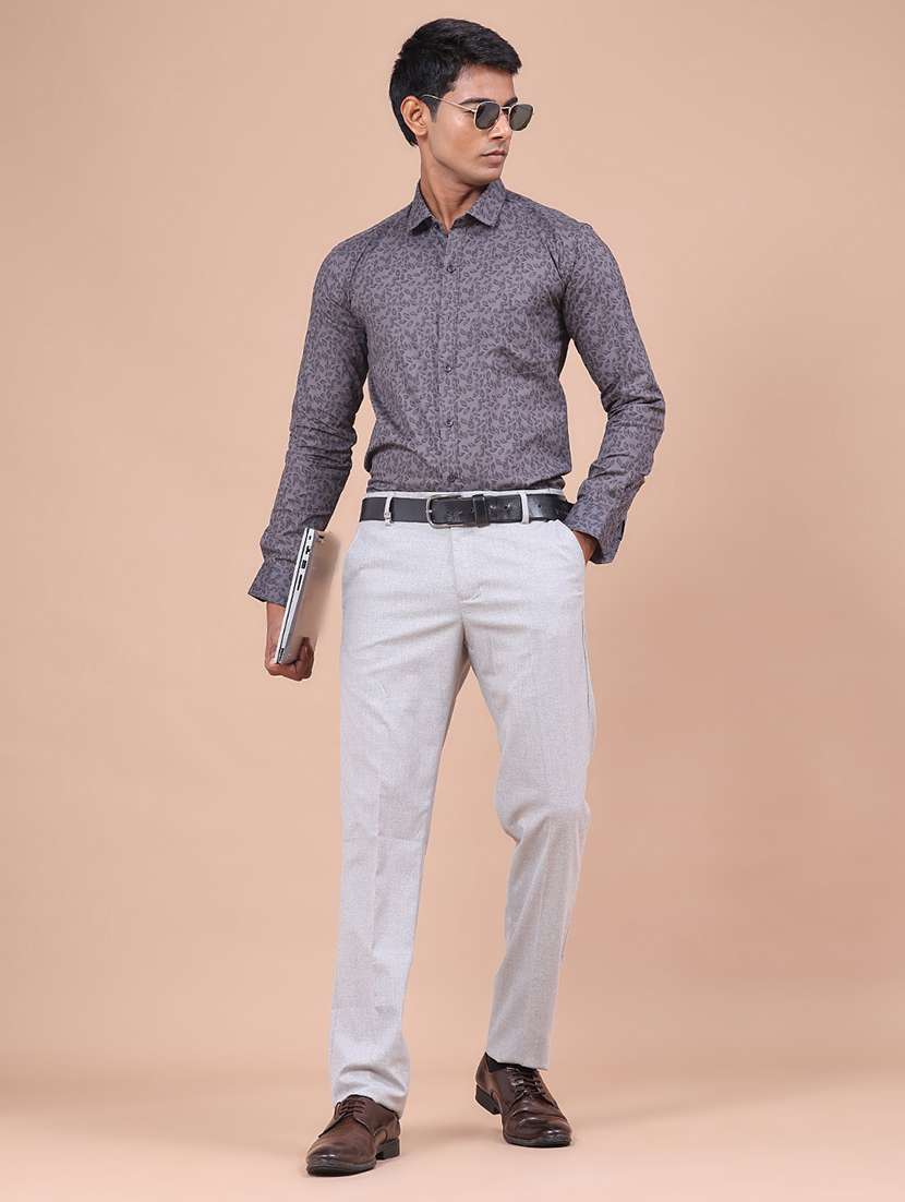 Men Self Design Mid Rise Regular Fit Trouser - 22399510 -  Standard Image - 5