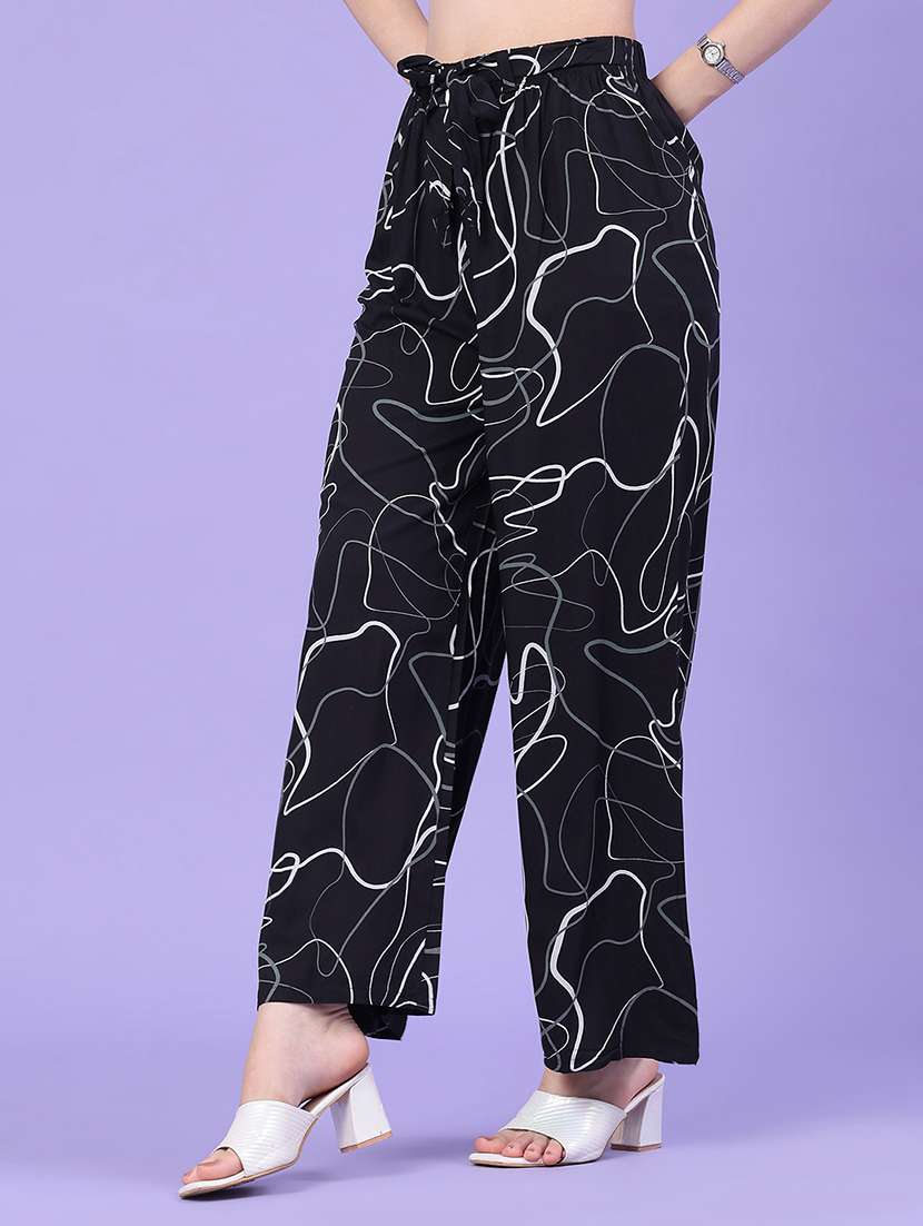Women Printed Mid Rise Wide Leg Trouser - 22399549 -  Standard Image - 3