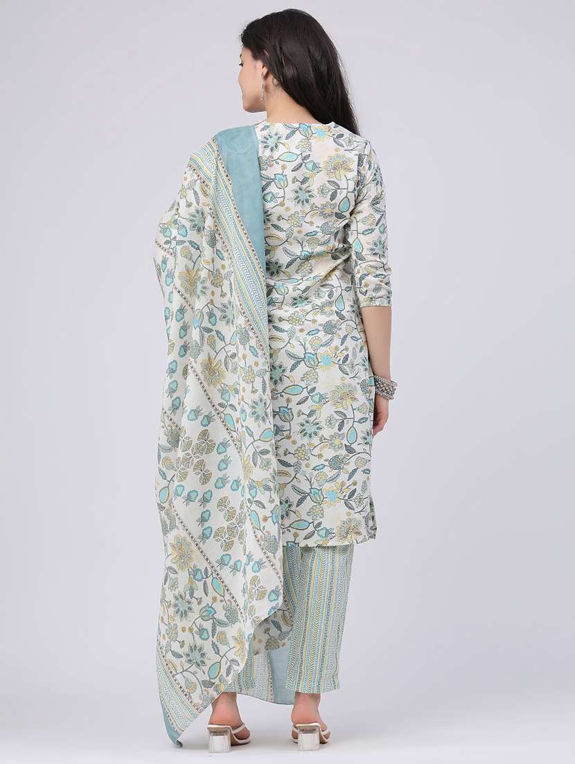 women printed three quarter sleeve kurta pant with dupatta set - 22399570 -  Standard Image - 3