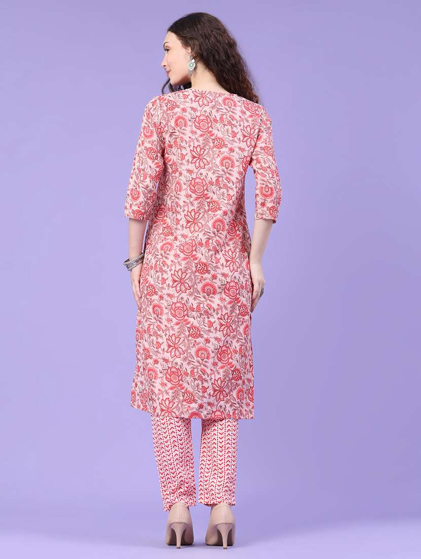 women printed three quarter sleeve kurta pant with dupatta set - 22399574 -  Standard Image - 3