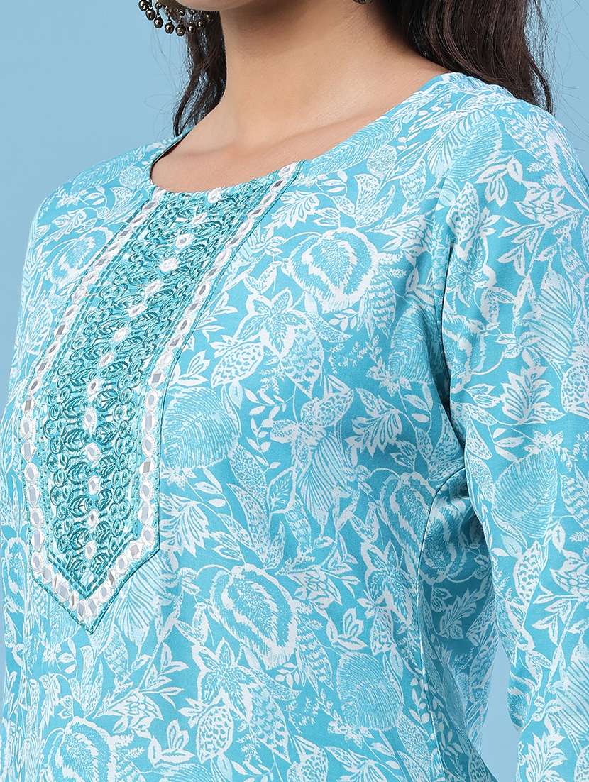 women printed three quarter sleeve kurta pant with dupatta set - 22399580 -  Standard Image - 5