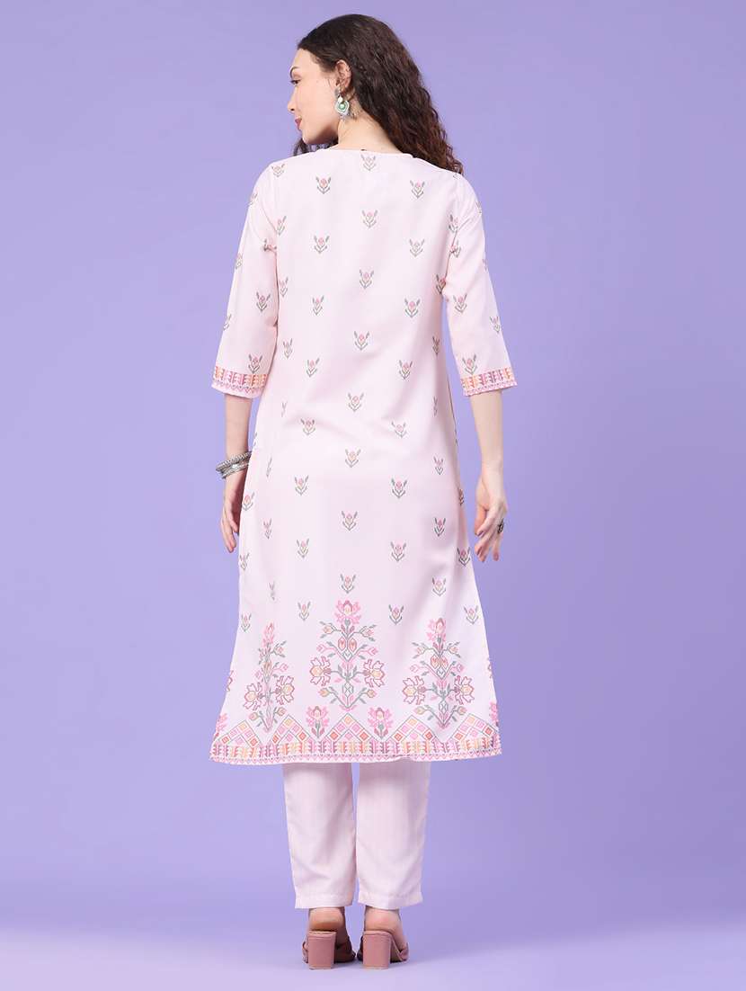 women printed three quarter sleeve kurta pant with dupatta set - 22399582 -  Standard Image - 3