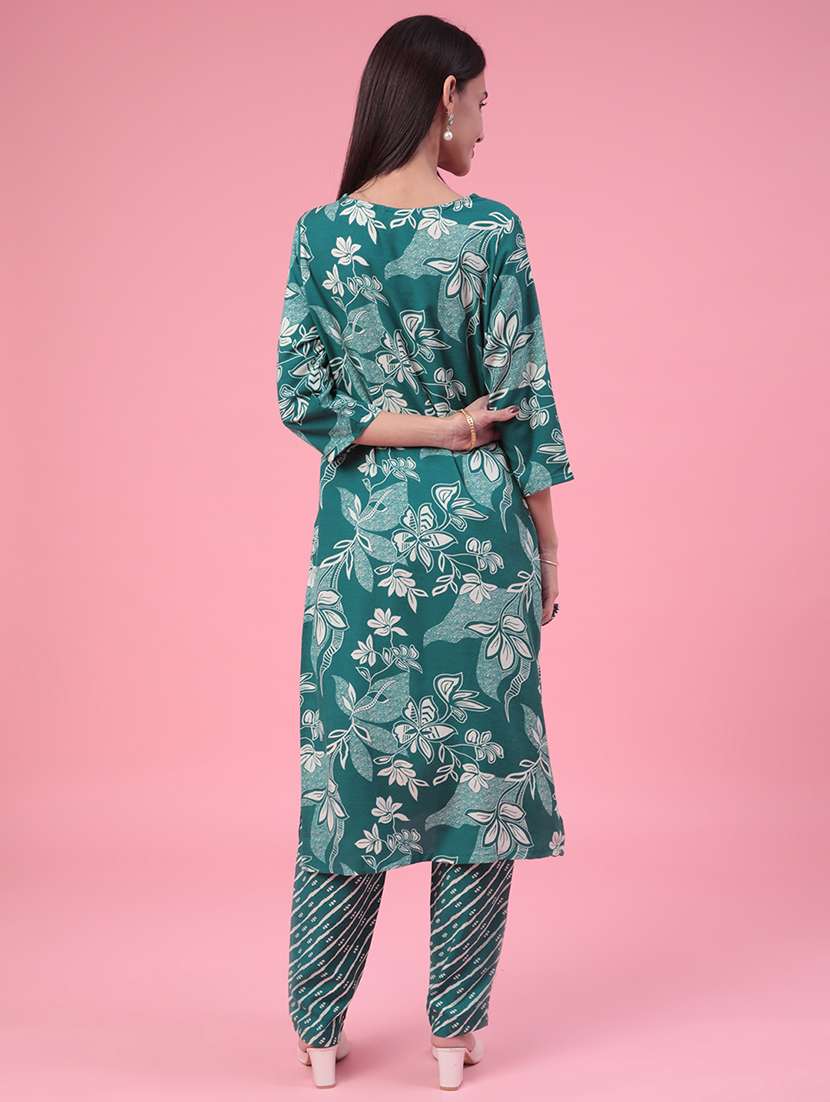 green cotton kurta palazzo  set - 22399583 -  Standard Image - 3