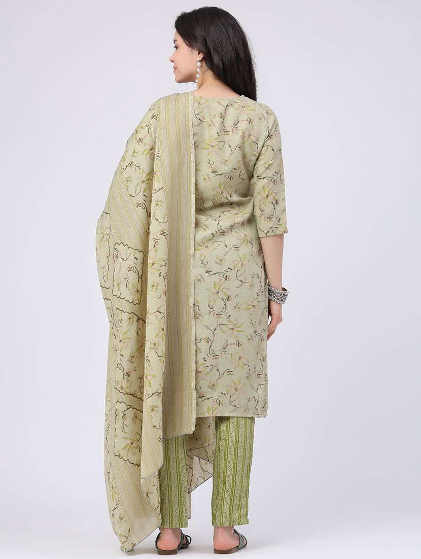 women printed three quarter sleeve kurta pant with dupatta set - 22399585 -  Standard Image - 3