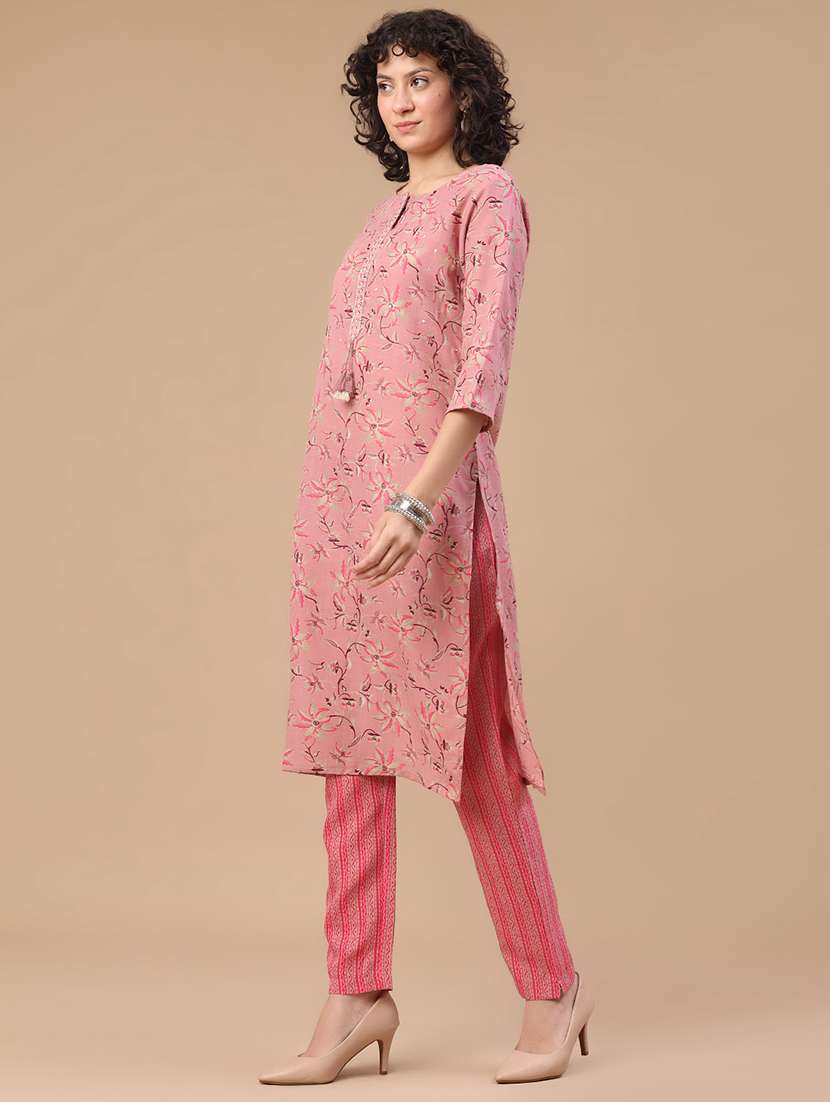 women printed three quarter sleeve kurta pant with dupatta set - 22399586 -  Standard Image - 3