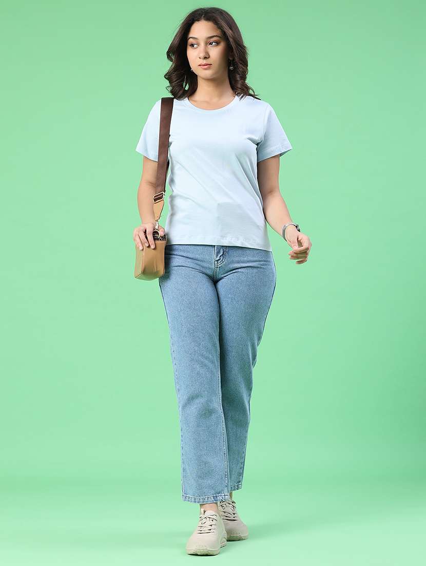 women solid round neck short sleeves t-shirt - 22399664 -  Standard Image - 5