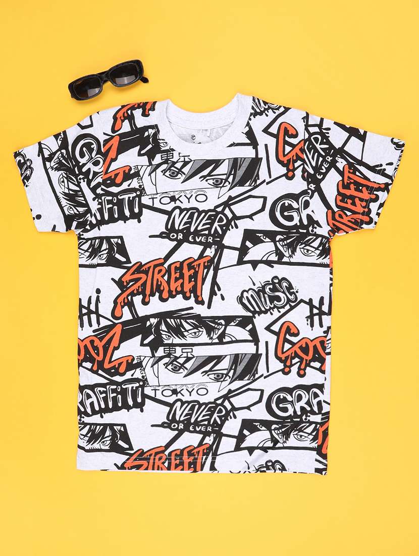 boys grey cotton blend t-shirt
