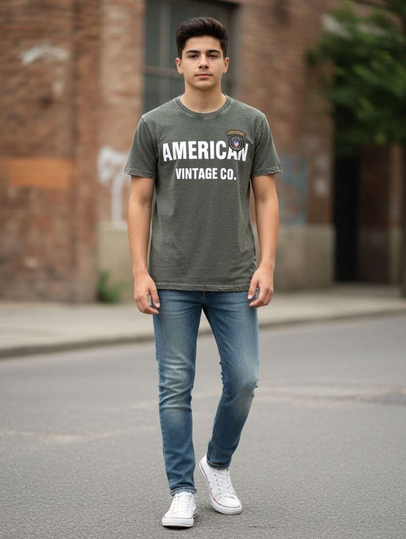 boys printed round neck regular t-shirt